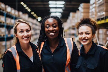 Portrait of a diverse group of female warehouse workers