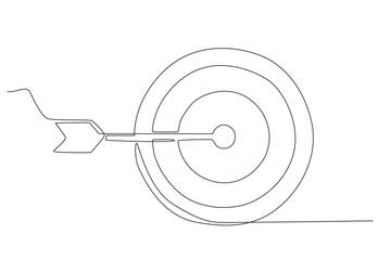 An arrow hits the target. Business goal one-line drawing