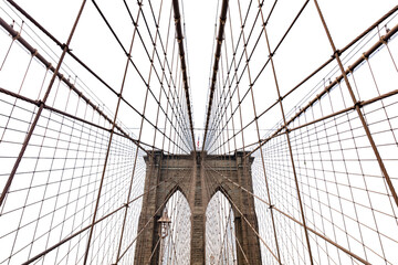 Brooklyn Bridge isolated on white transparent, New York city, Manhattan. PNG - Powered by Adobe