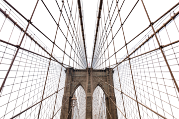 Brooklyn Bridge isolated on white transparent, New York city, Manhattan. PNG
