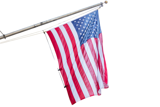 American flag isolated on white transparent, US America sign symbol, PNG