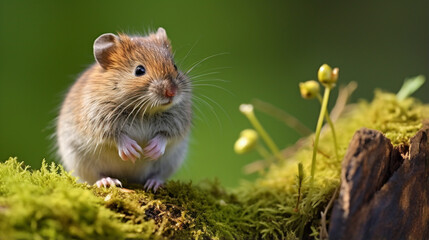 Common Vole - Microtus arvalis, common small rodent from European meadows. Generative AI