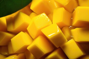 Cubes of ripe mango - obrazy, fototapety, plakaty
