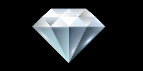 Naturalistic Beautiful Diamond Isolated On Dark Background, Gemstone Vector Illustration.
