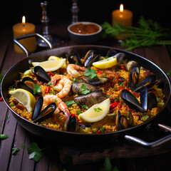Spanish seafood paella.