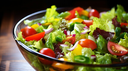 Colorful vegetable salad stock photo Salad Lettuce. Generative AI