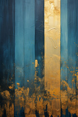 abstract wall showing gold and blue, in the style of dripping paint, dark gold and dark aquamarine created with Generative Ai