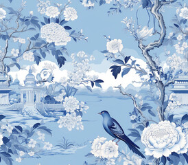Chinoiserie Blue Grand millennial pattern