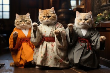Cat of a master of sports, master of martial arts, cat of a karateka, Buddhist in a monastery, warrior, brawler, hyperbolic kungfu fighting kitten