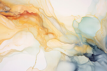 Abstract alcohol  ink Peachy Fuzz background. Abstract art, watercolour effect, dreamy painting with acrylic paint. Generative AI.