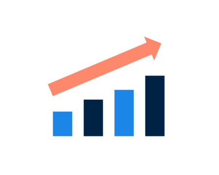 Isolated an arrow showing a growth graph vector illustration in flat style design.	