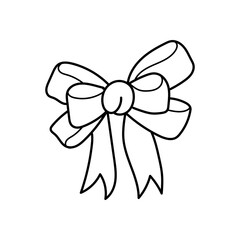Bow. Icon, coloring page, black and white vector illustration.