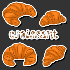 Illustration on theme fresh French croissant, baked goods for morning breakfast