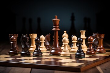 Chess board with different pieces. Integrity, patience image concept.