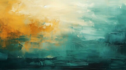 Abstract grunge-style background, hand-painted in brown, green, yellow and dark blue