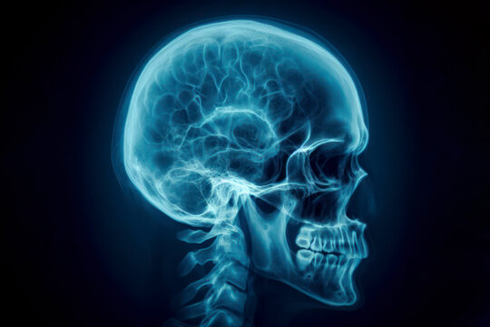 X-ray image of a head. ai generative