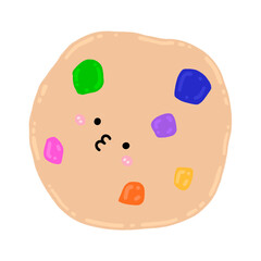 Cookie Mascot Character Kawaii Cartoon Cookie Rainbow Candy Chip Cartoon illustration Cute Dessert Cute Sweet Cookie Drawing Cartoon