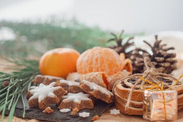 Fototapeta na wymiar German Christmas pastries, zimtsterne, dresdner stoller, schoko lebkuchen