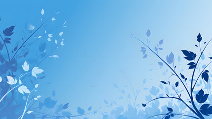 Fototapeta na wymiar blue background with copyspace and ornamental flowers