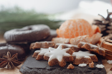 German Christmas pastries, zimtsterne, dresdner stoller, schoko lebkuchen