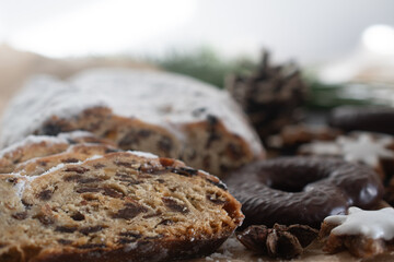 German Christmas pastries, zimtsterne, dresdner stoller, schoko lebkuchen
