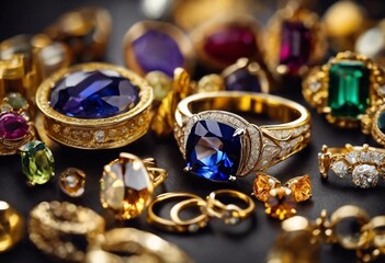 Variety of exquisite jewelry containing jewelry gold diamond gemstones