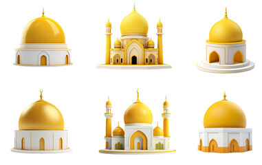 Yellow and White Mosque Dome. Ramadan Blessings