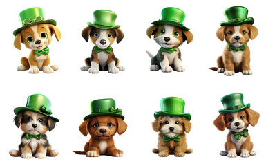 Cute Dog Wearing a Green Hat. St. Patrick's Day Celebration