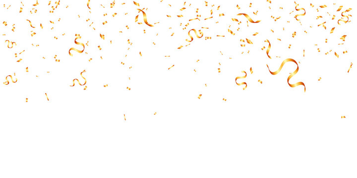 Golden confetti and tinsel celebration, holiday, birthday, party and anniversary