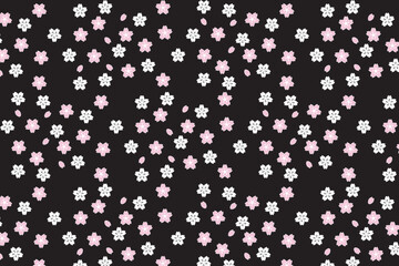 Illustration, Abstract sakura flower on black background.