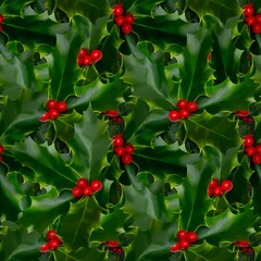 Green leaves with red berries