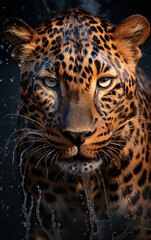 leopardo mamifero poderoso molhado 