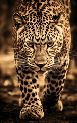 Fototapeta premium leopardo sépia 