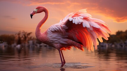 Flamingo curls into an elegant form.