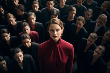 Standing out from the crowd woman. Concept with well dressed, to be different - Powered by Adobe