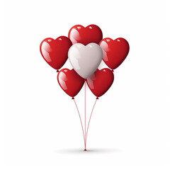 Love Balloons icon, in the style of icons, soft tonal range, on a white background, Deep Red and white light
