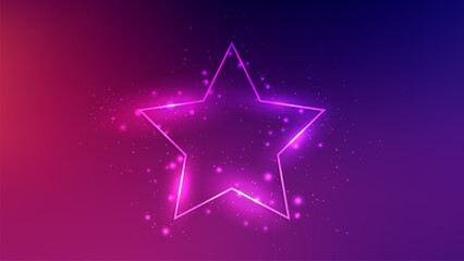 Neon frame in star form with shining effects and sparkles