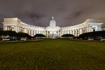 Kazan Cathedral at night. St. Petersburg, Russia