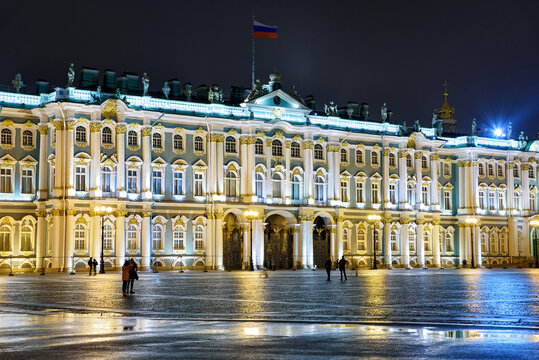 Winter Palace, house of the Hermitage Museum, iconic landmark in St. Petersburg, Russia
