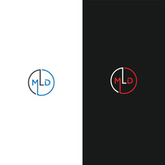 MLD logo. M L D design. White MLD letter. MLD, M L D letter logo design. Initial letter MLD linked circle uppercase monogram logo. - obrazy, fototapety, plakaty
