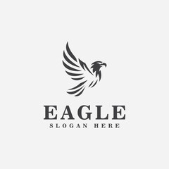 Fototapeta na wymiar Eagle logo design, in monochrome sport style, black and white