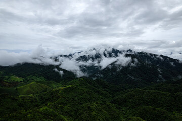 Road on mountain which a lot of road curve very popular landmark for tourist in Nan province, Thailand.