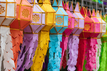 Lanna lanterns are used to decorate buildings or temple for beauty and create auspiciousness.
