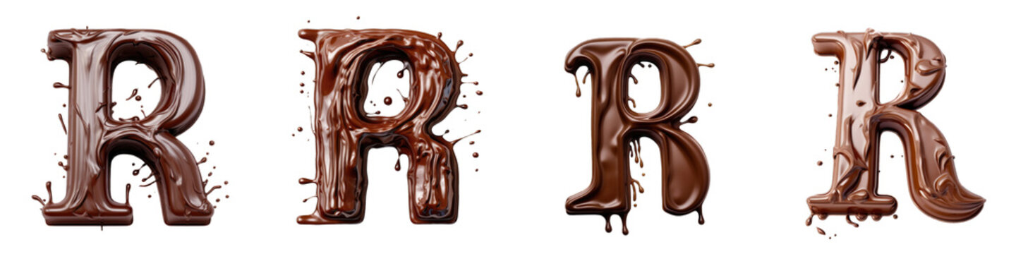 Chocolate alphabet, logotype, letter R isolated on a transparent background