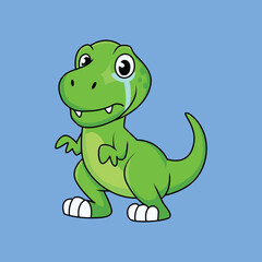 Cute dinosaur crying Cartoon Sticker vector Stock Illustration