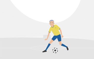 Cartoon football players are playing in the field