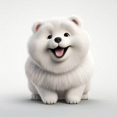 Dog chubby cute,cartoon,character design,illustration,3d,full body,on isolate white background created with Generative Ai