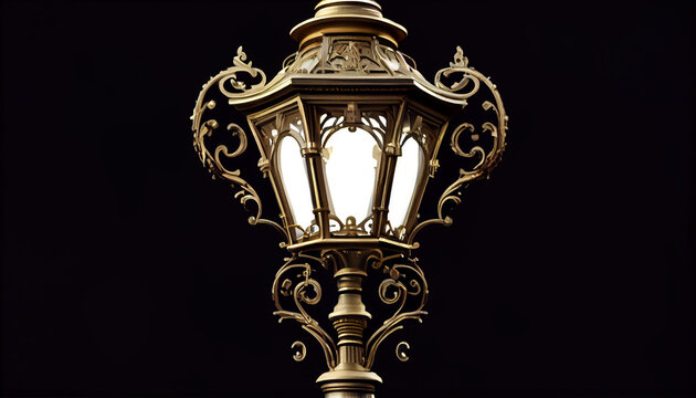 brass street light isolated, Ai generated image.