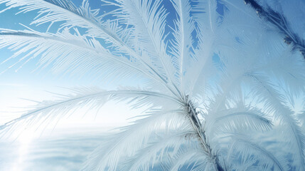Fototapeta na wymiar palm leaves through frosted glass