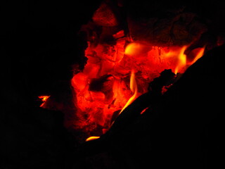 fire burning intensely with vivid red and orange colors